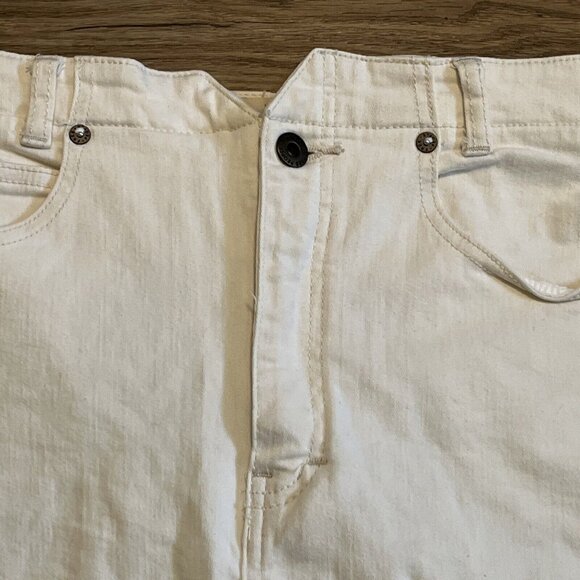 Women's We The Free Denim Mini Skirt SZ 30 Cream White Jean Pockets Stretch - Picture 2 of 8